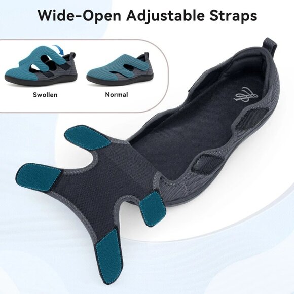 LeIsfIt Size 7.5 Shoes Women’s Adjustable Breathable Comfort Gray Wide Toe Box - Picture 2 of 11